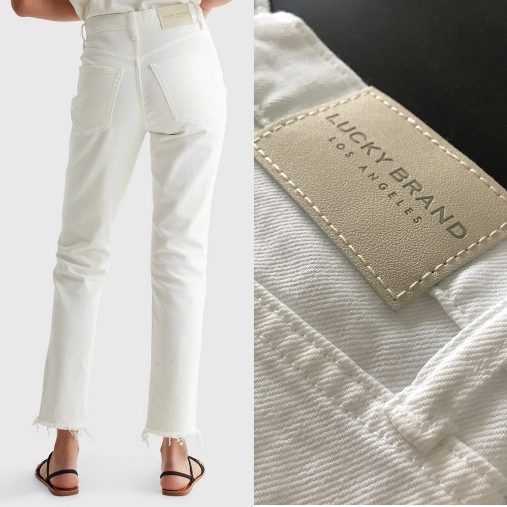 New! $99 Luck Brand Drew High Rise White Mom Jeans Size 8/29